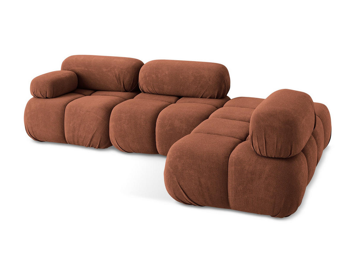 ECKSOFA Rechts Chenille Stoff Orange - Terra cotta/Schwarz, Kunststoff/Textil (285/190cm) - Makamii