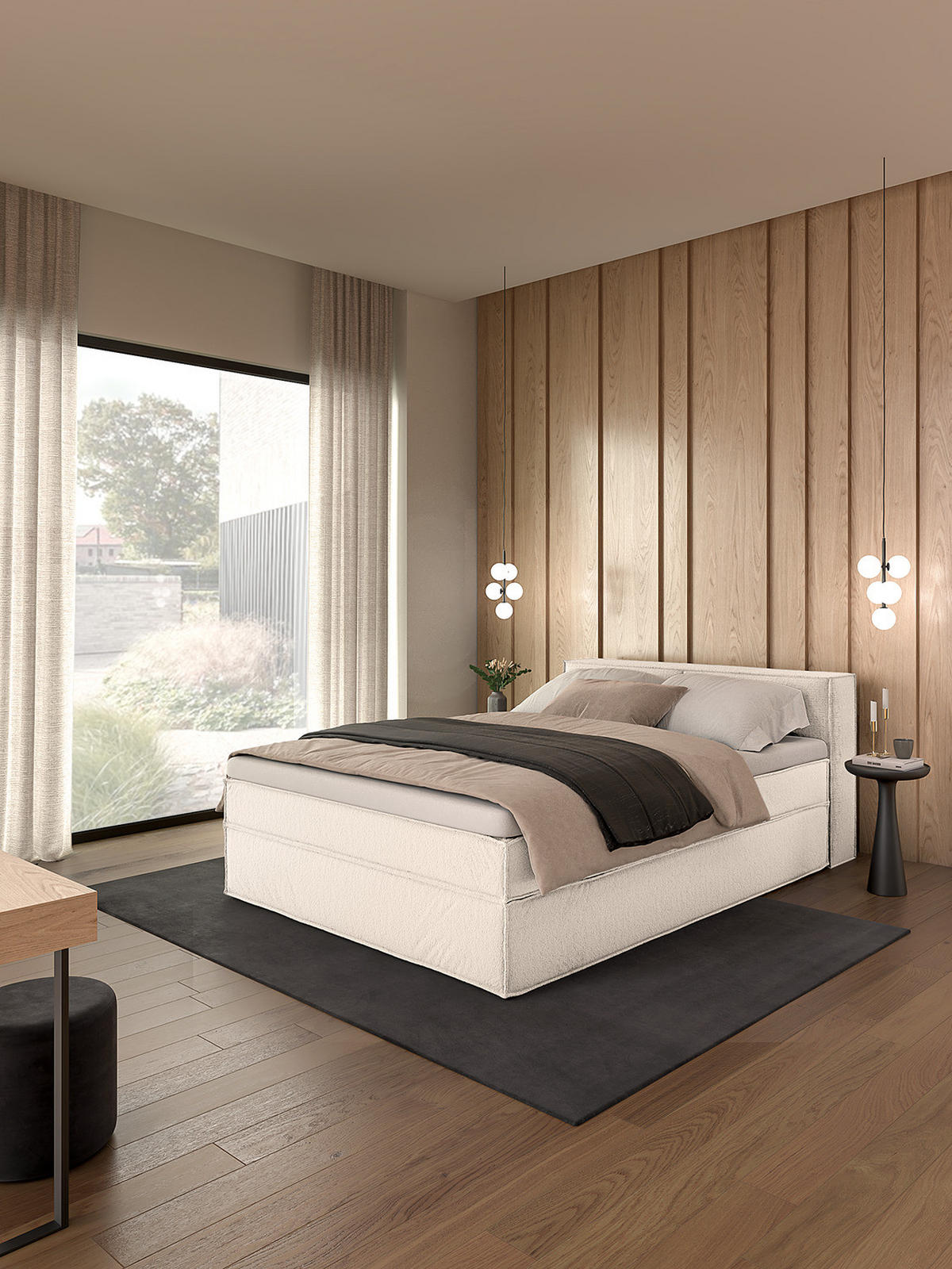 BOXSPRINGBETT mit Kopfteil - Premium - Weiß, Textil (160/200cm) - home24