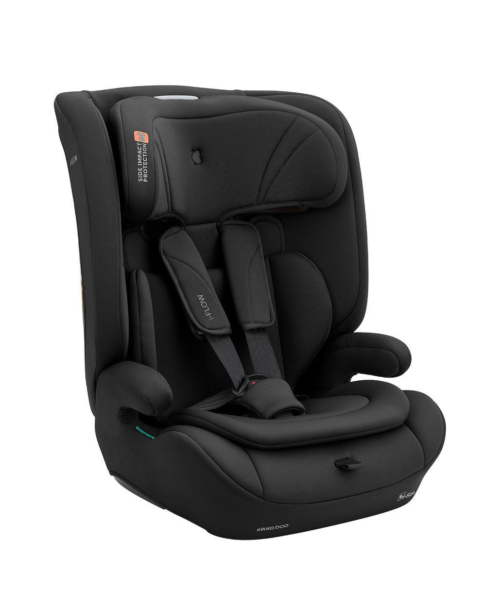 KINDERSITZ i-Flow (76-150cm) schwarz uni i-Size, verstellbare Kopfstütze, 5-Punkt-Gurt, Polyester, Seitenschutz - Schwarz, Kunststoff (29/59/49cm) - Kikka boo