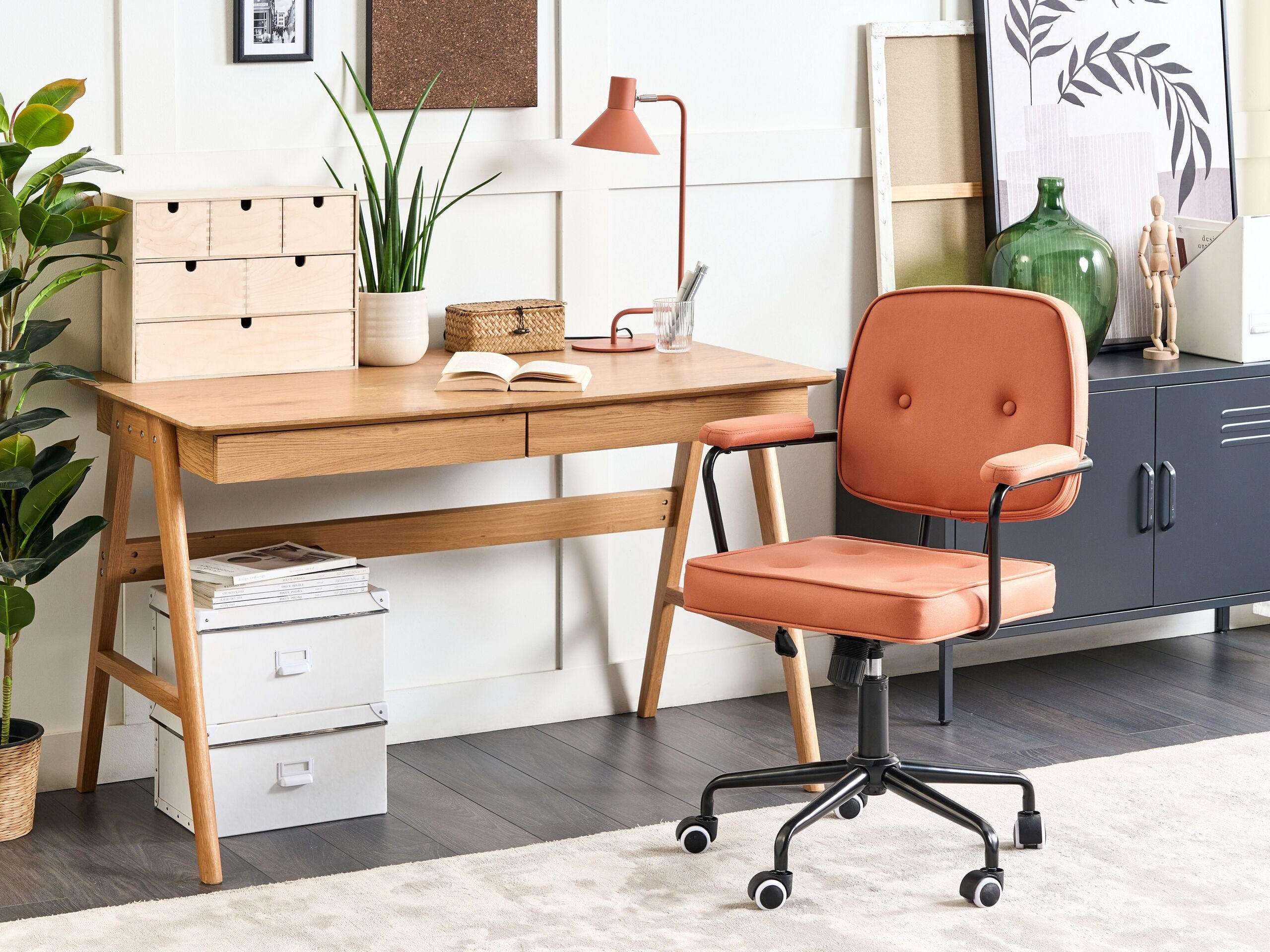 BÜROSTUHL Kunstleder Orange Pawnee - Orange, Textil/Metall (60/90/43cm) - Beliani