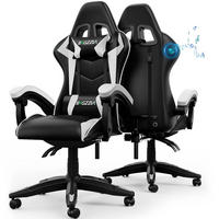 GAMINGSTUHL Schwarz-Weiß mit Bluetooth Lautsprechern ergonomisch höhenverstellbar - Weiß, Metall (66/124/58cm) - Rattrix