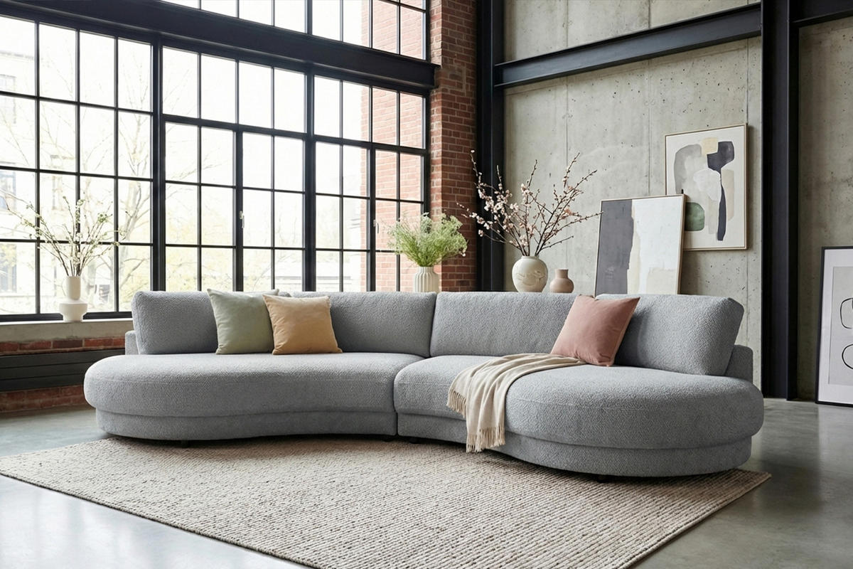 BIG SOFA PADANA Grau Flachgewebe - Schwarz/Grau, Kunststoff/Textil (410/86/166cm) - KAWOLA