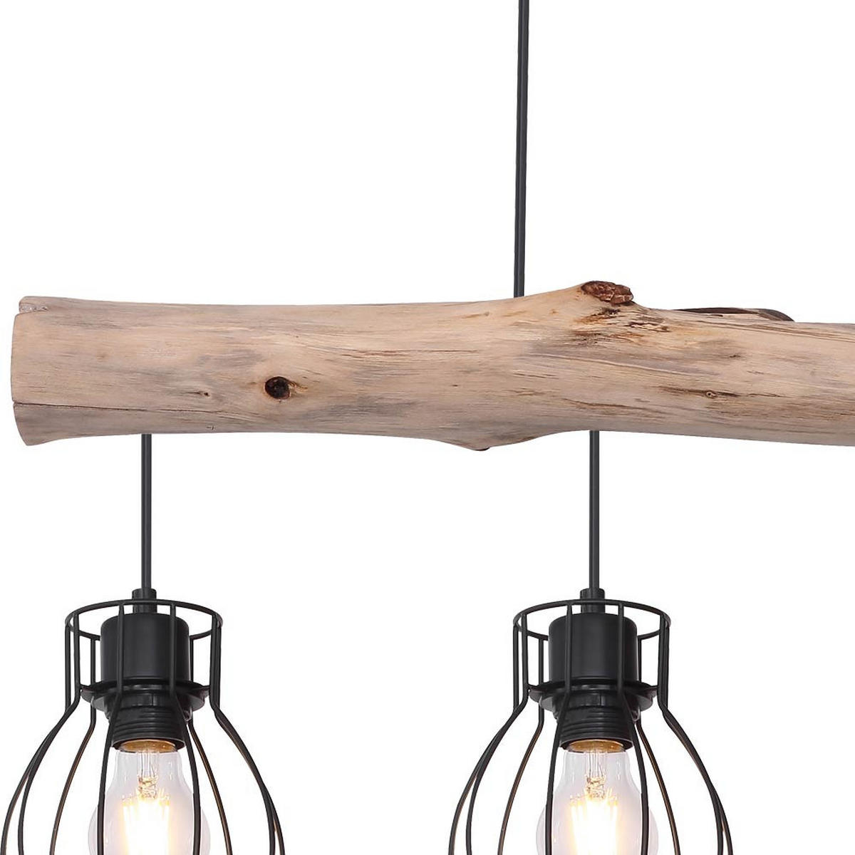 LED HÄNGELEUCHTE MINA Holz Schwarz - Schwarz, Holz (82.5/13.6/140cm) - Globo Lighting