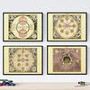POSTER Set mit 4 alten astronomischen Karten A4 Rahmenlos - Klar, Papier (29.7/3cm) - Nacnic
