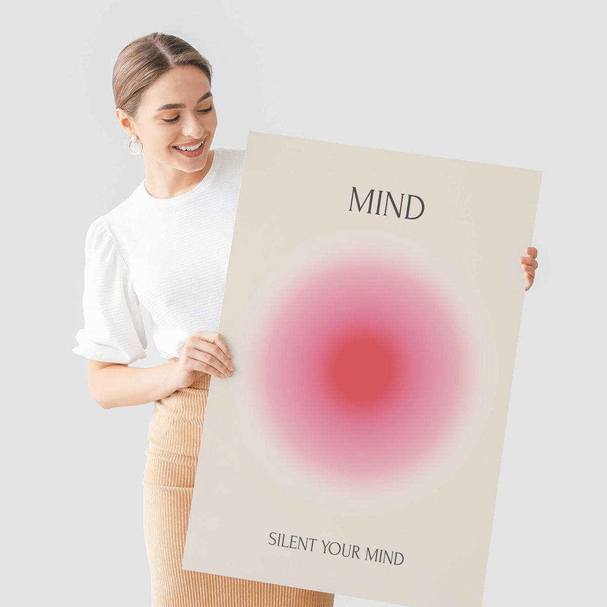 POSTER SET Aura Affirmationen Zitate Geist Seele Körper 3x Poster A3 30x42cm - Rot/Rosa, Papier (30/42/42cm) - Muralo