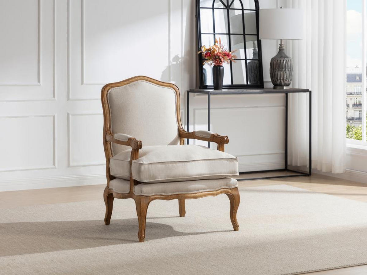 SESSEL Barock - Leinen - Beige - MAHAUX - Beige, Textil (67/96/73cm) - Vente-Unique