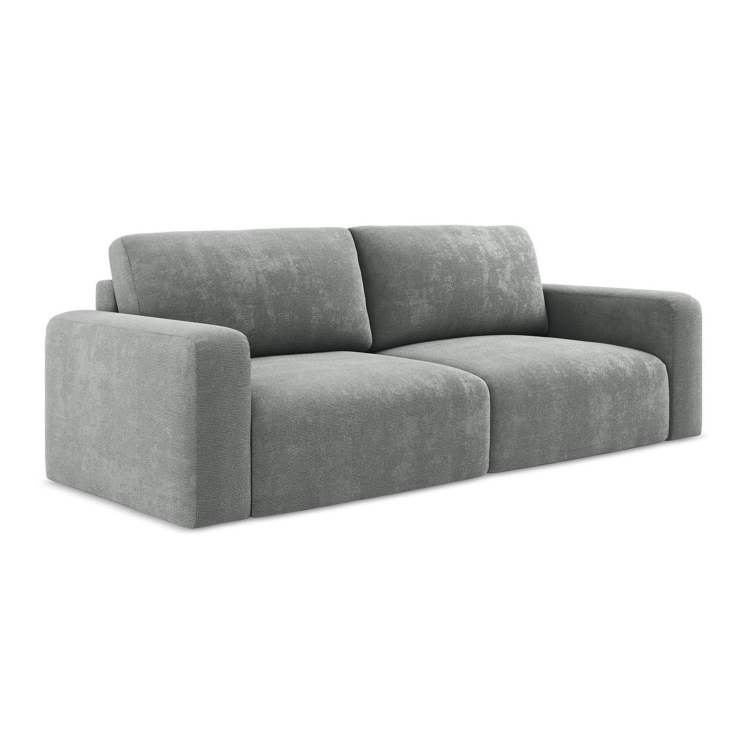 3-SITZER SOFA mit Schlaffunktion Chenille Stoff Grau - Blau/Schwarz, Kunststoff/Textil (244/79/102cm) - LaMiaSofa