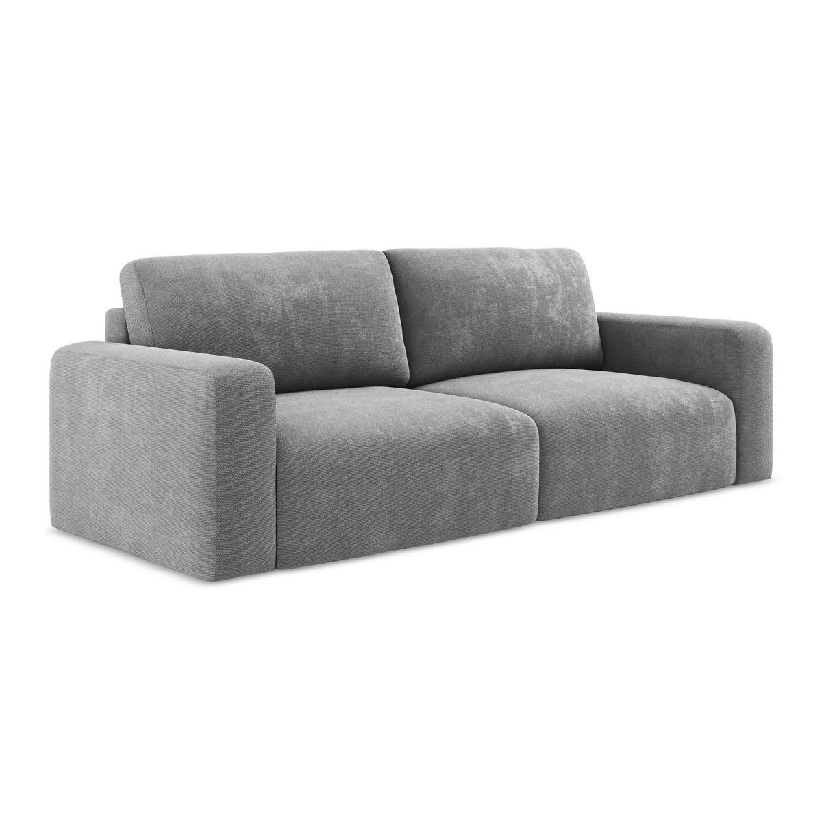 3-SITZER SOFA mit Schlaffunktion Chenille Stoff Grau - Blau/Schwarz, Kunststoff/Textil (244/79/102cm) - LaMiaSofa