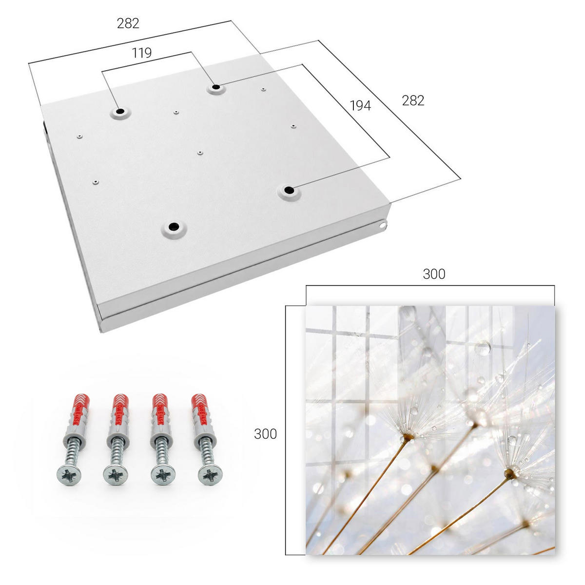 SCHLÜSSELBOX Weiß 30x30 cm – Türöffnung nach rechts - Die Leichtigkeit der Natur - Weiß, Metall (30/30/5cm) - TULUP