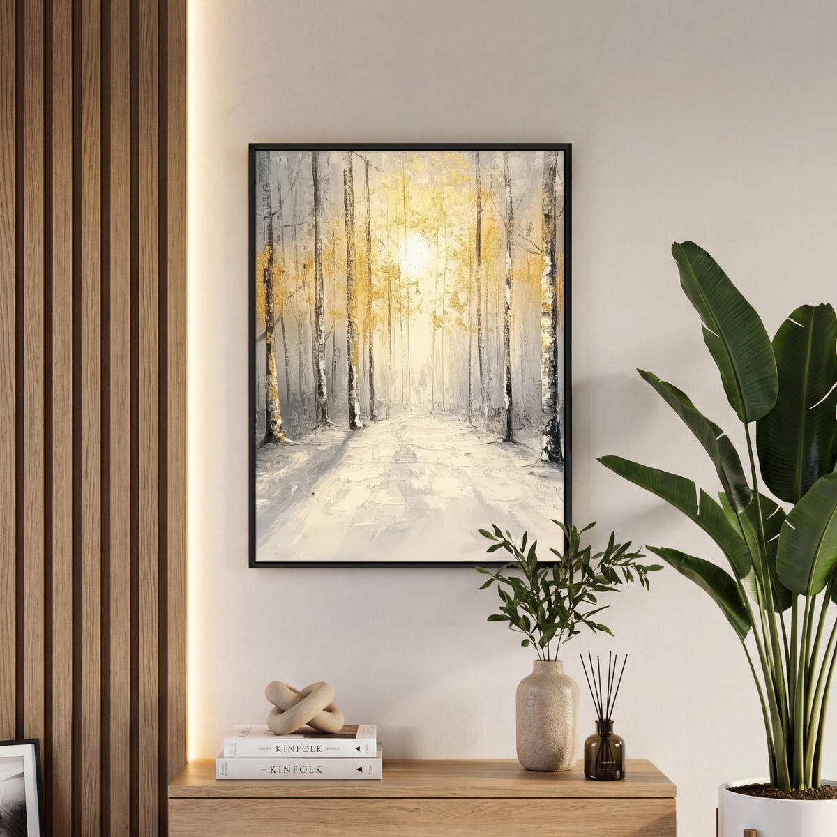 LEINWAND Bilder mit Rahmen - Winter - Abstrakt - Schnee - Natur - Sonne - 50x70 - Grau, Textil (50/70cm) - MuchoWow
