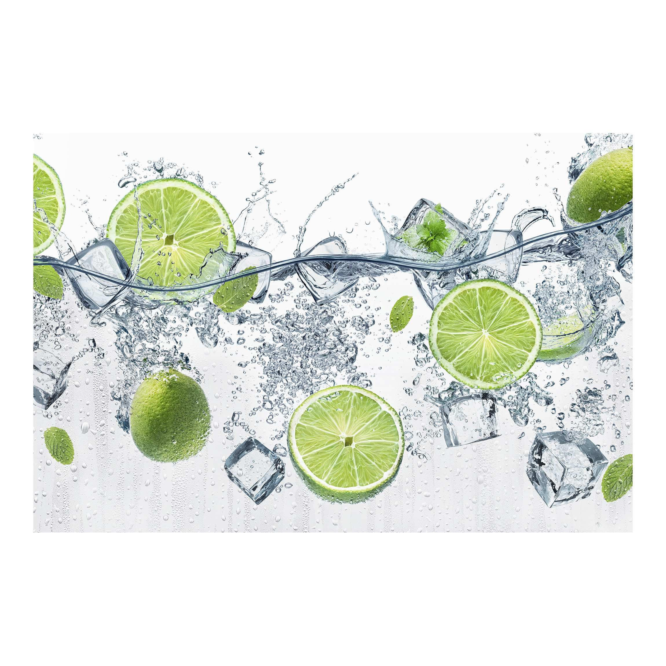 FOTOTAPETE Erfrischende Limette 336/225 cm - Weiß, Papier (336/225cm) - Bilderwelten