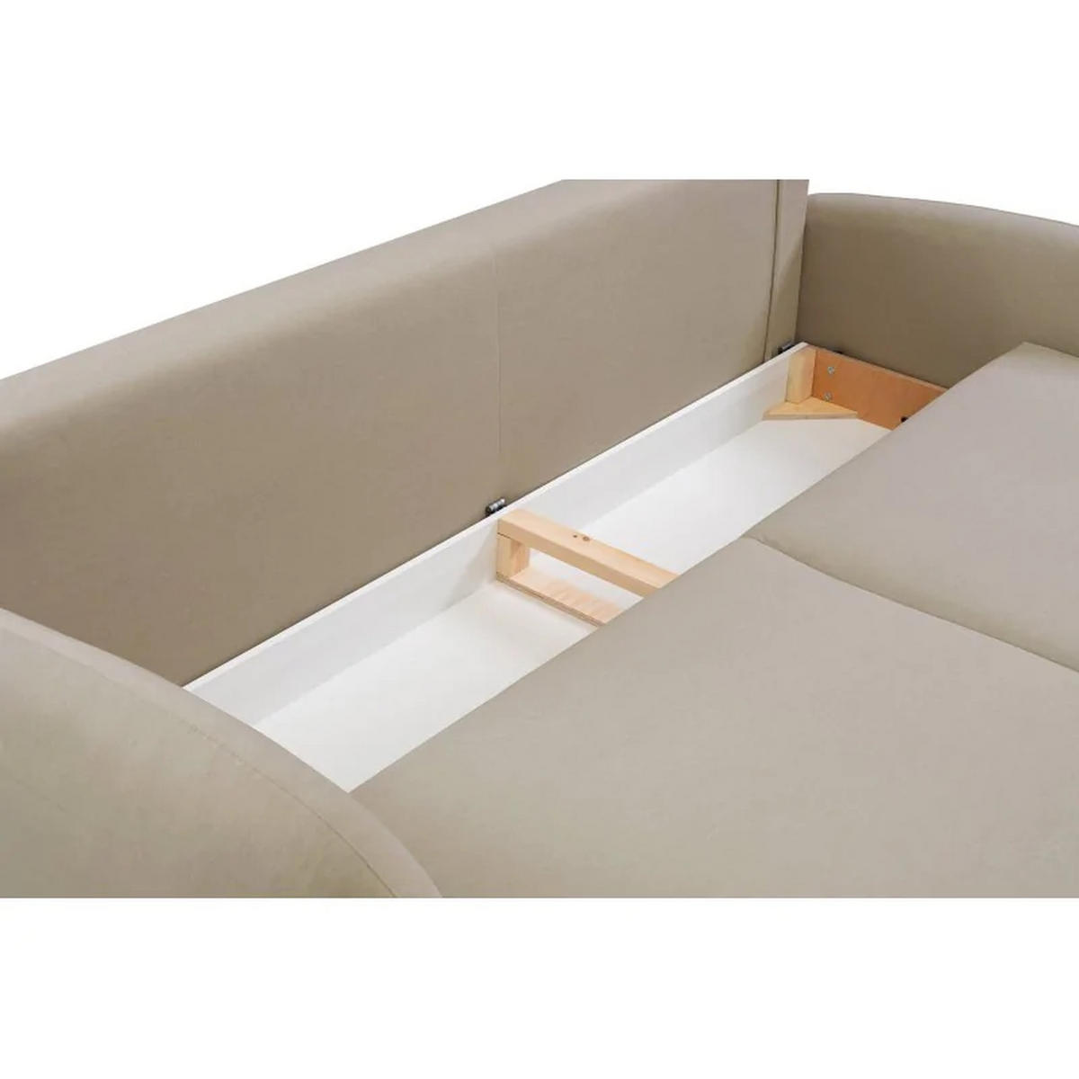 SCHLAFSOFA SOFTI, Sofa mit Schlaffunktion und Bettkasten, Farbe: Beige, Velourstoff - Beige, Textil (232/95/109cm) - Sepro Meble