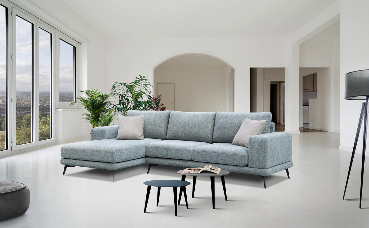 ECKSOFA MEDIOLANE 5-Sitzer, mintgrün - Mintgrün, Holzwerkstoff/Textil (158/282cm) - Courtois Laville