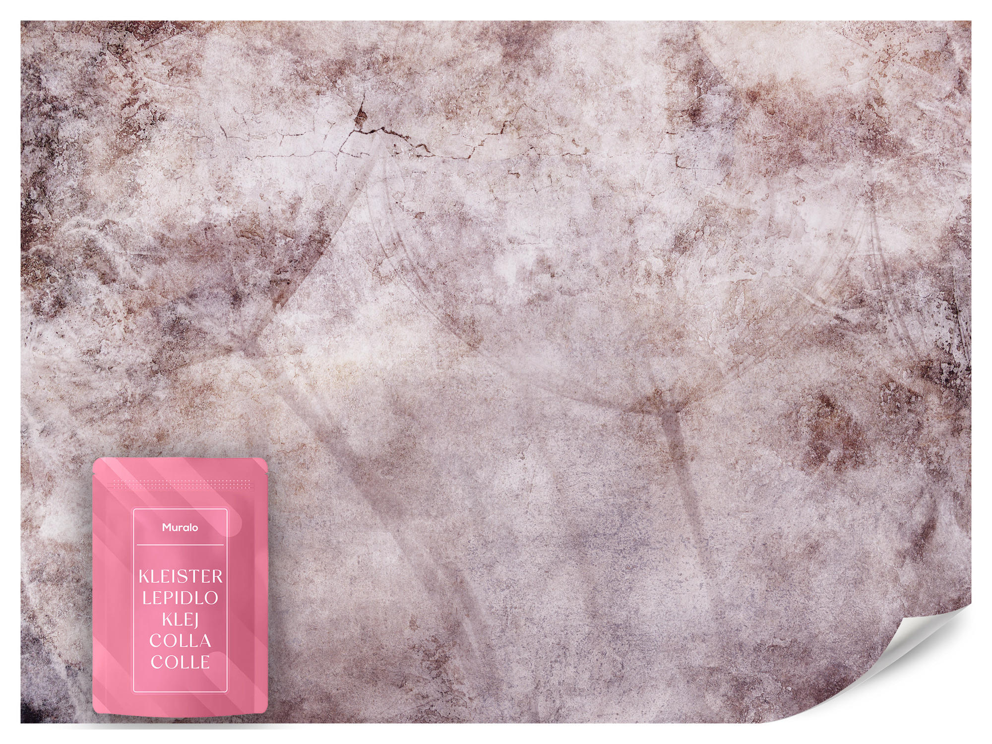 FOTOTAPETE Löwenzahnsamen Beton Retro Abstraktion 200x140 - Violett/Rosa, Papier (200/140cm) - Muralo