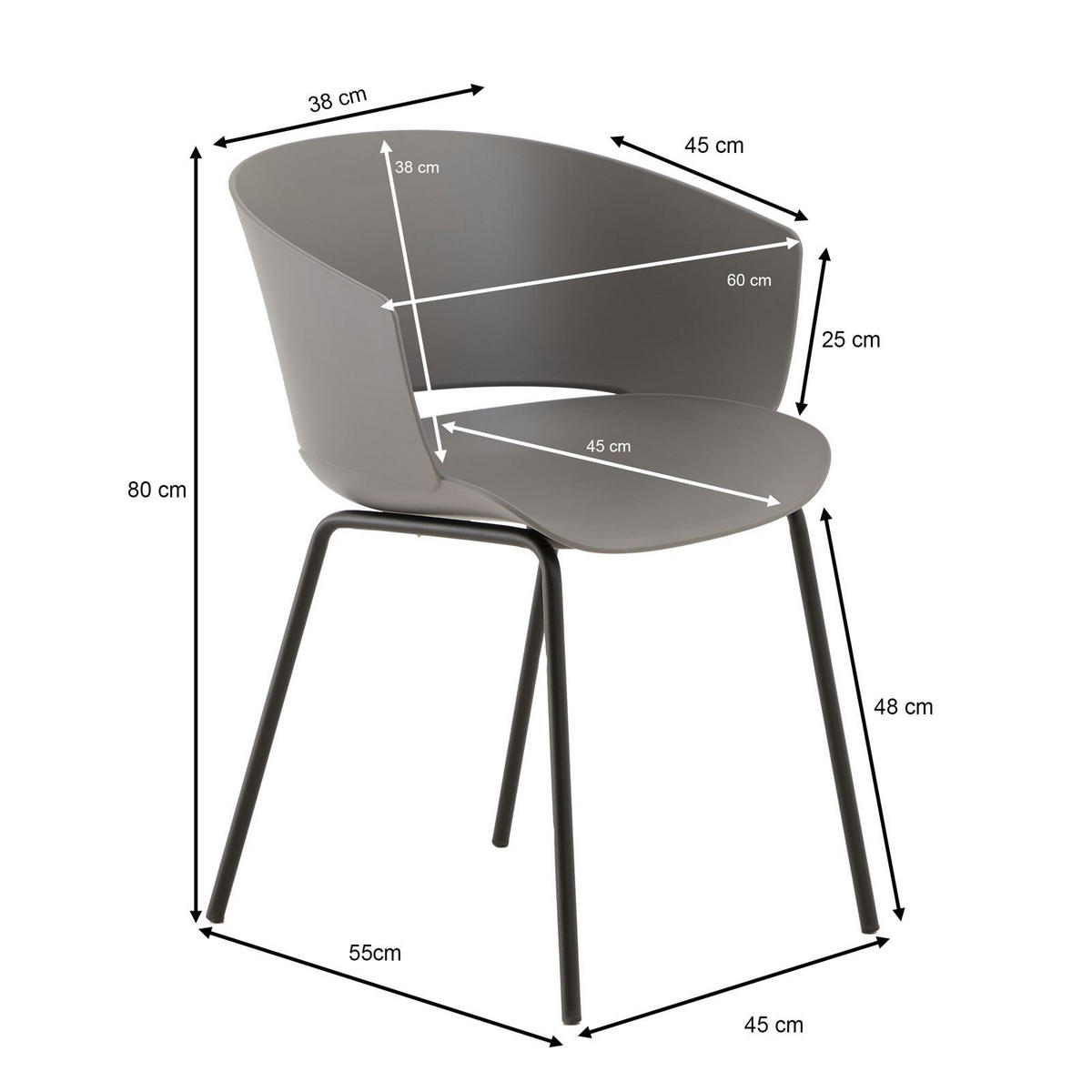 GARTENSTÜHLE NIVEL 4er-Set grau - Grau, Textil (60/80/56cm) - IDIMEX