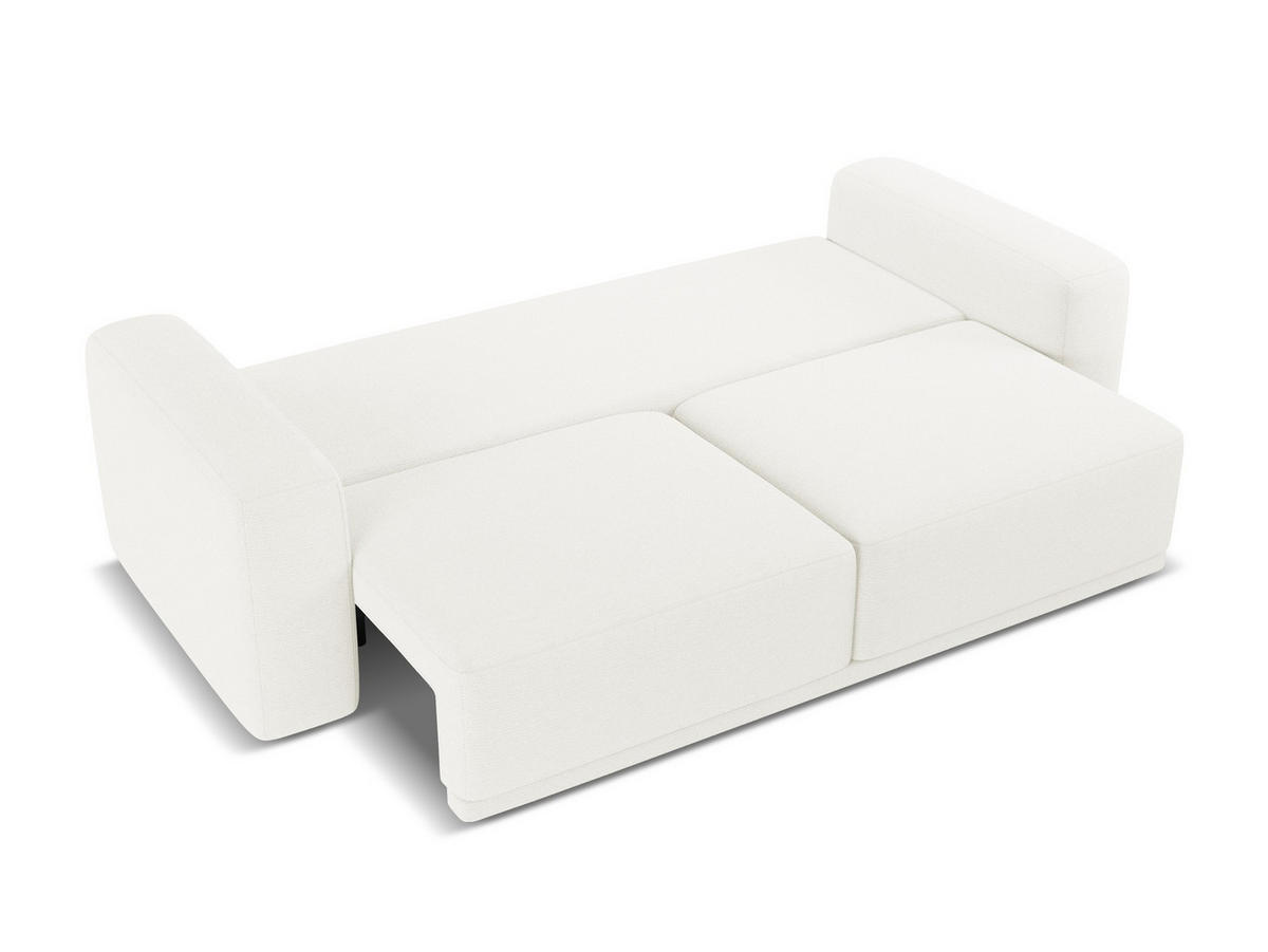 3-SITZER SOFA mit Schlaffunktion Chenille Stoff Weiß - Schwarz/Weiß, Kunststoff/Textil (242/91/100cm) - Makamii