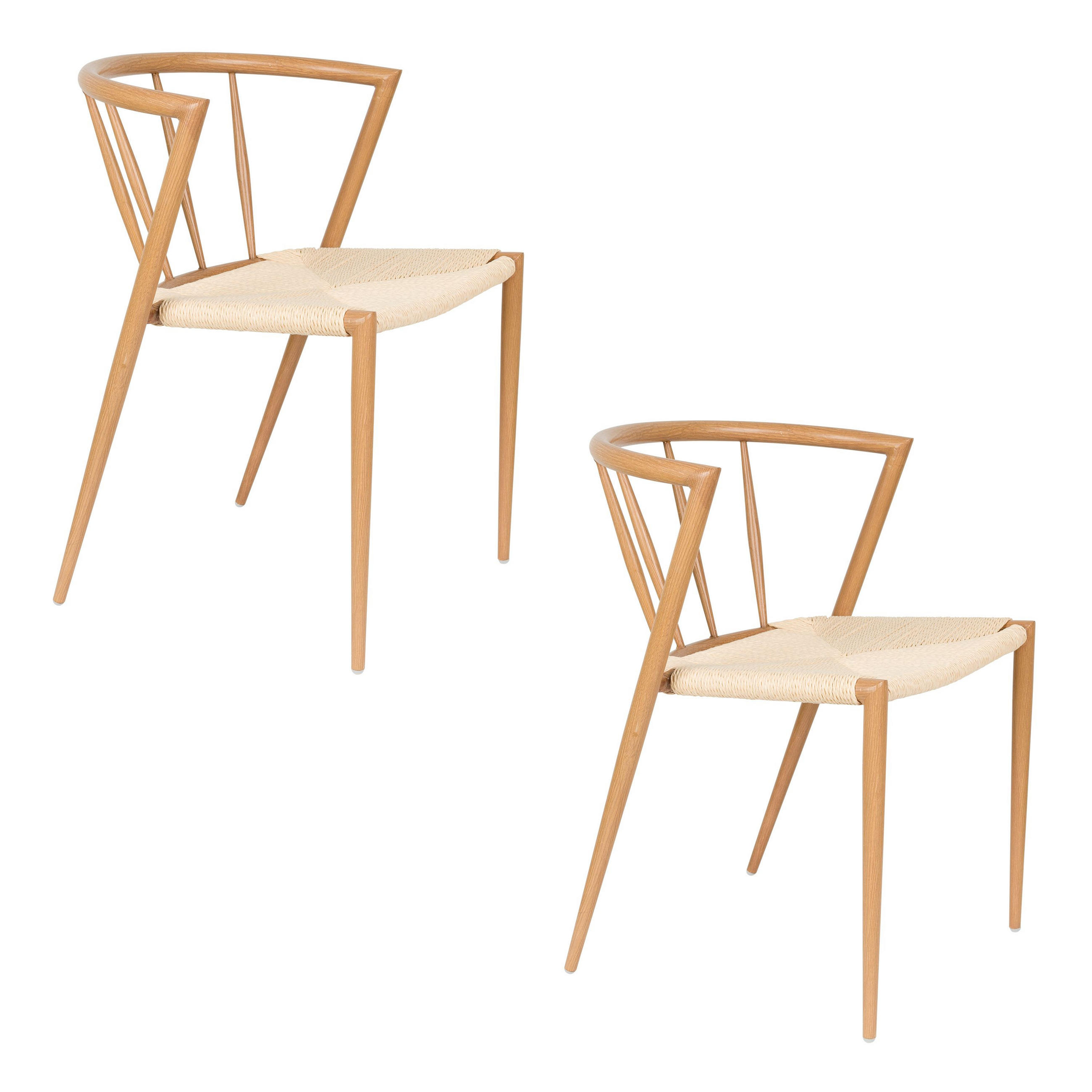 ESSZIMMERSTUHL Che Naturel - 2 er Set - Hellbraun/Beige, Metall (52/70/46cm) - Housecraft Living