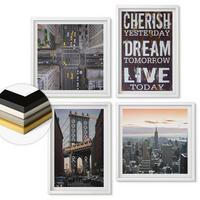 WANDBILDER 4er-Set - 50x50 cm & 40x60 cm Weißer Rahmen - Zitat über New Yorker Landschaften - Weiß, Kunststoff (50/50cm) - ArtPrintCave