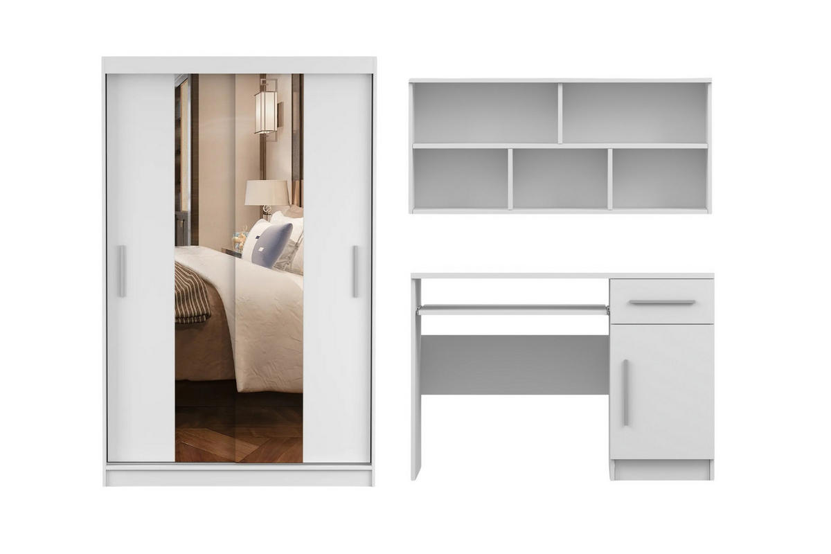 JUGENDZIMMER-SET TILL 01 3-teilig in Weiß matt - Weiß, Holzwerkstoff (330/200/61cm) - Deine Möbel 24