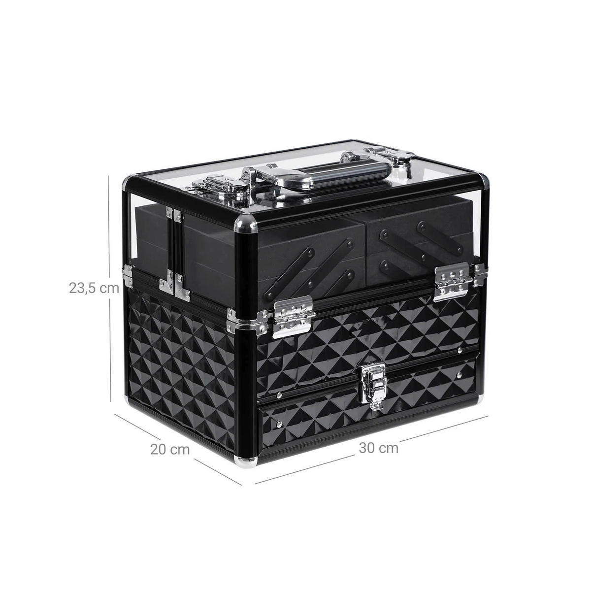KOSMETIKKOFFER - Schwarz, Holzwerkstoff (23.5/20/30cm) - Hansiro