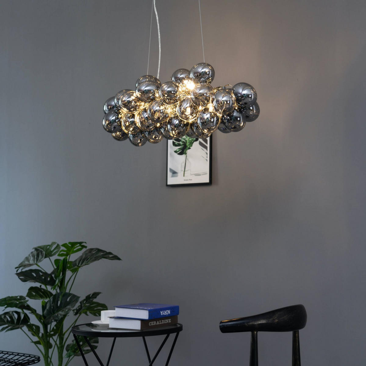 HÄNGELEUCHTE Bartali, Rauchgrau, 80cm - Grau, Glas (80/80/26cm) - KOSILUM