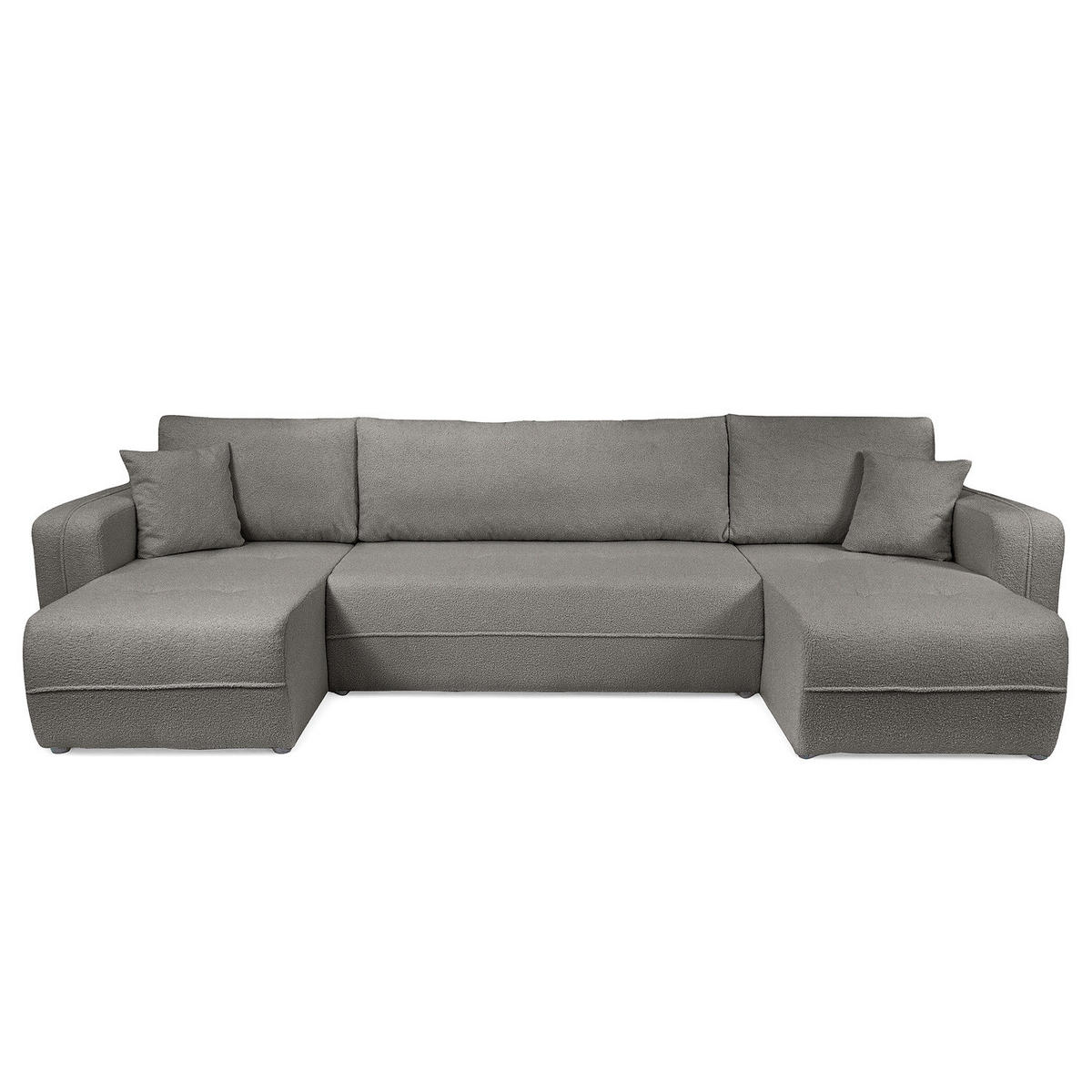 WOHNLANDSCHAFT - Dunkelgrau/Schwarz, Kunststoff/Textil (312/82/145cm) - home24