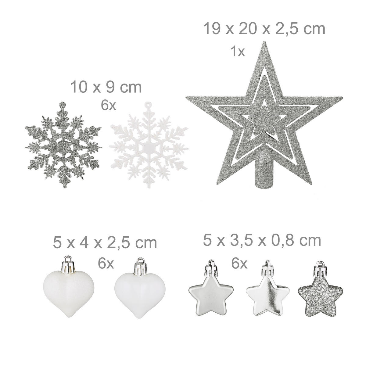 101-tlg.WEIHNACHTSKUGELN-SET - Silberfarben, Kunststoff (20/19/2.5cm) - Relaxdays