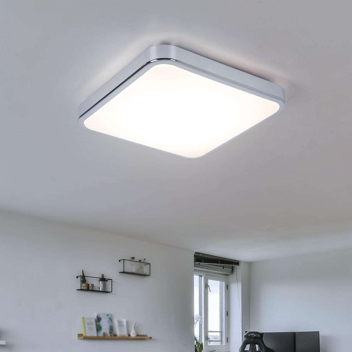 LED DECKENLEUCHTE Weiß Chrom - Weiß, Metall (29/29/7cm)