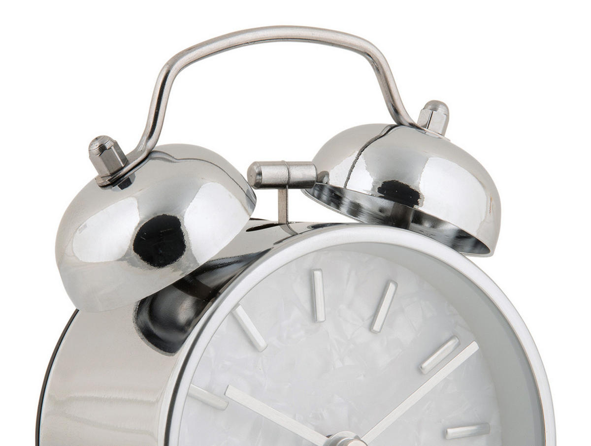 WECKER Retro Pearl Glow Ø 8 cm - Silberfarben, Metall (8/12/4.6cm) - Karlsson