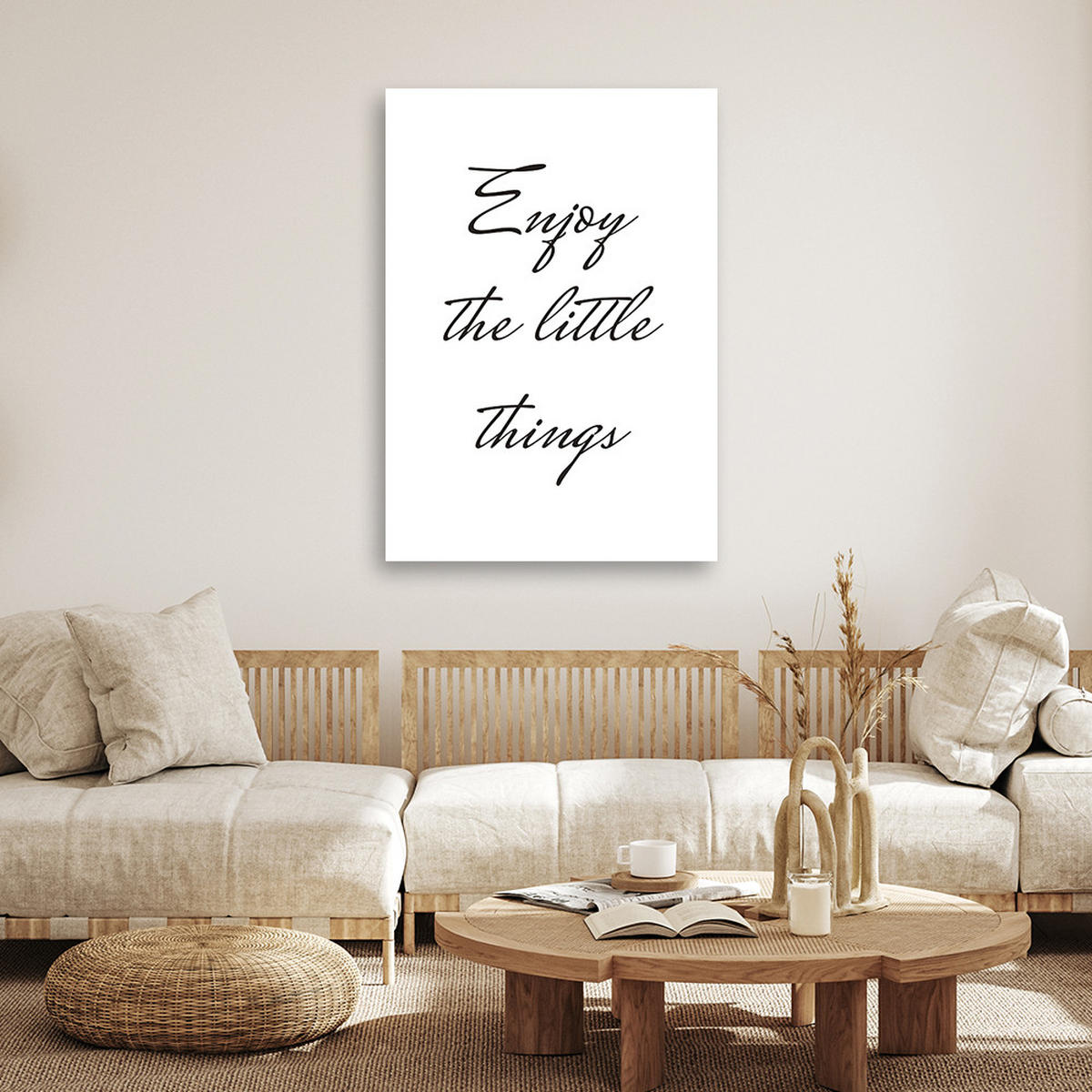 WANDBILD genieße die kleinen dinge - Schwarz, Textil (40/60cm) - Feeby