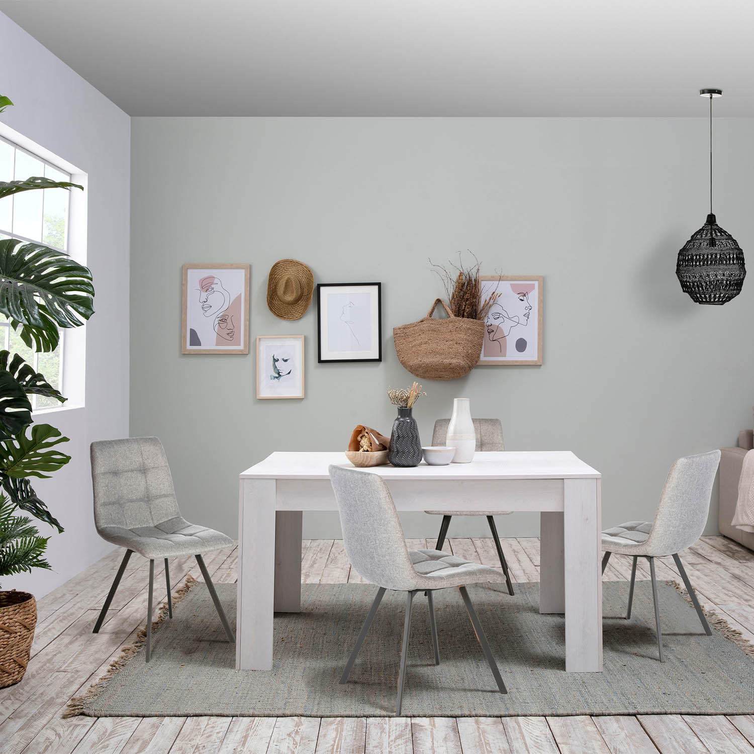 Thumbnail - VS Venta-stock Stuhl, Hellgrau, Textil, 46x90x58 cm, Esszimmer, Stühle, Esszimmerstühle, Vierfußstühle