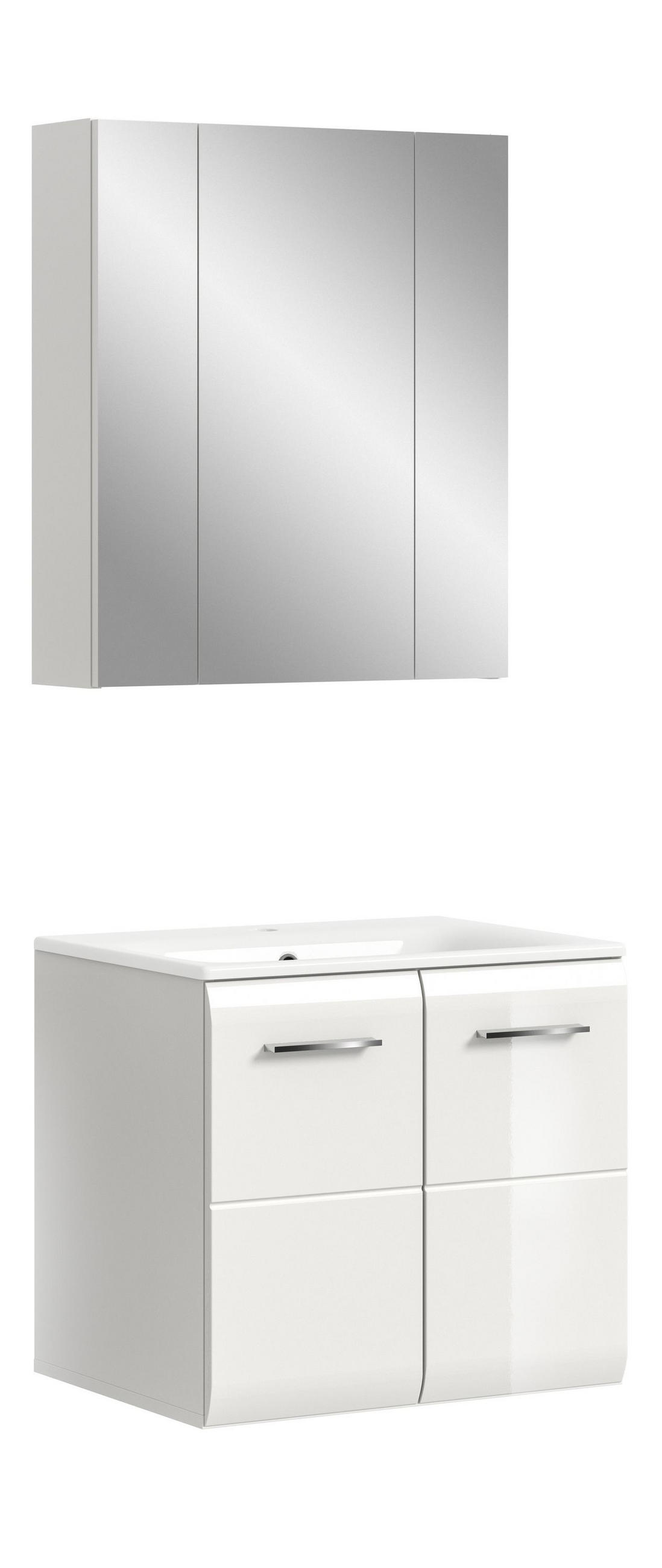 BADKOMBINATION Ice 60x185x46 cm weiß Hochglanz MDF 2tlg. - Weiß, Holz (60/185/46cm)