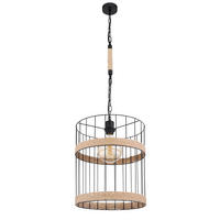 HÄNGELEUCHTE Gitteroptik Schwarz Hanfseil - Schwarz, Metall (35/35/145cm) - Globo Lighting