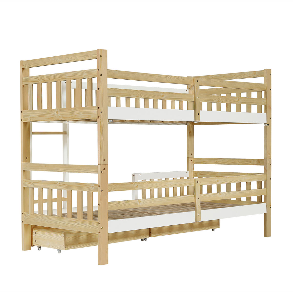 ETAGENBETT 90/200 cm teilbar in 2 Einzelbetten, DE-41774, in Natur - Naturfarben, Holzwerkstoff (90/200cm) - ComfortXL