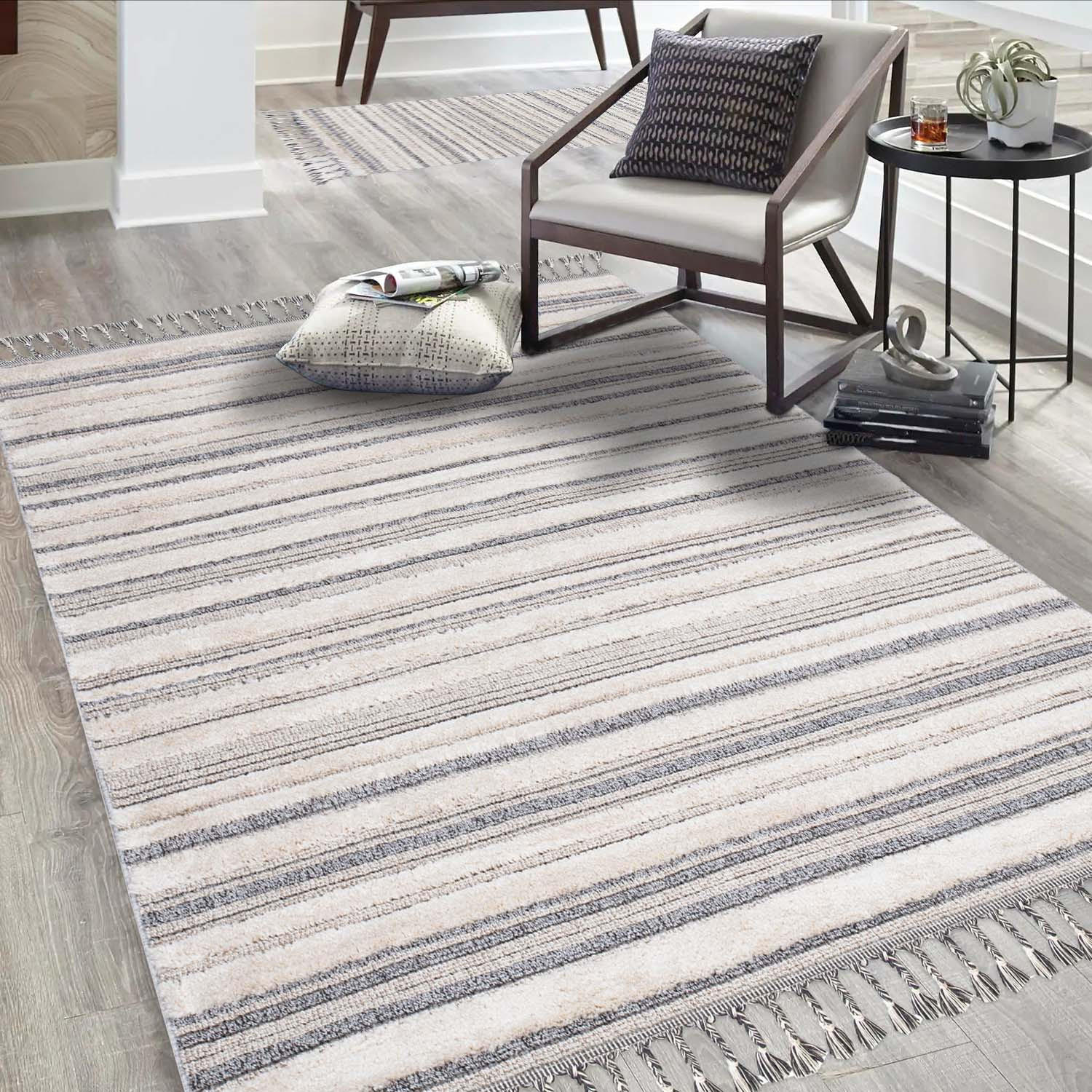 KURZFLOR-TEPPICH Valencia 807 Graublau/ Creme 200x290 cm - Blau/Creme, Textil (200/290cm) - carpet city