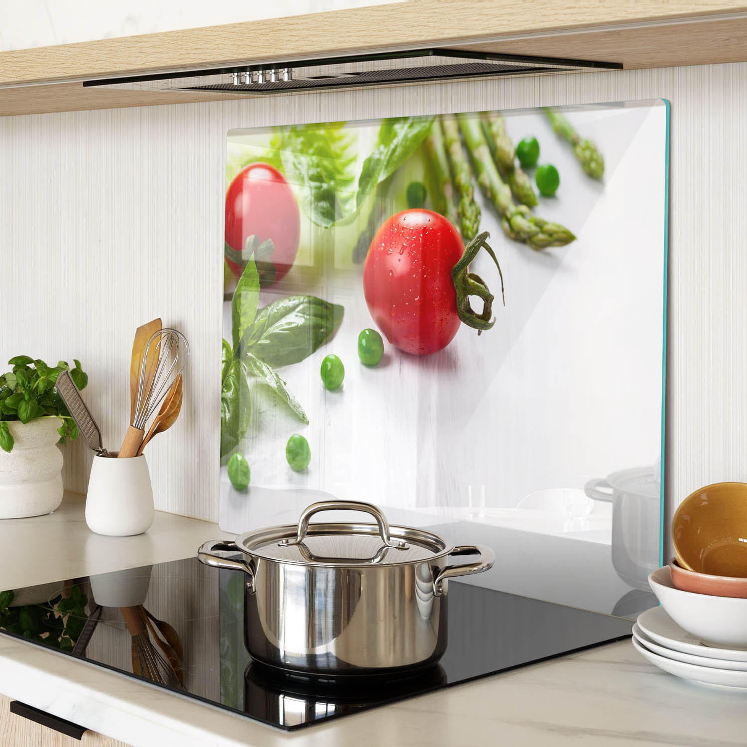 GLASPLATTE 60x52 cm Frisches Gemüse - Rot, Glas (60/0.4/52cm) - TULUP
