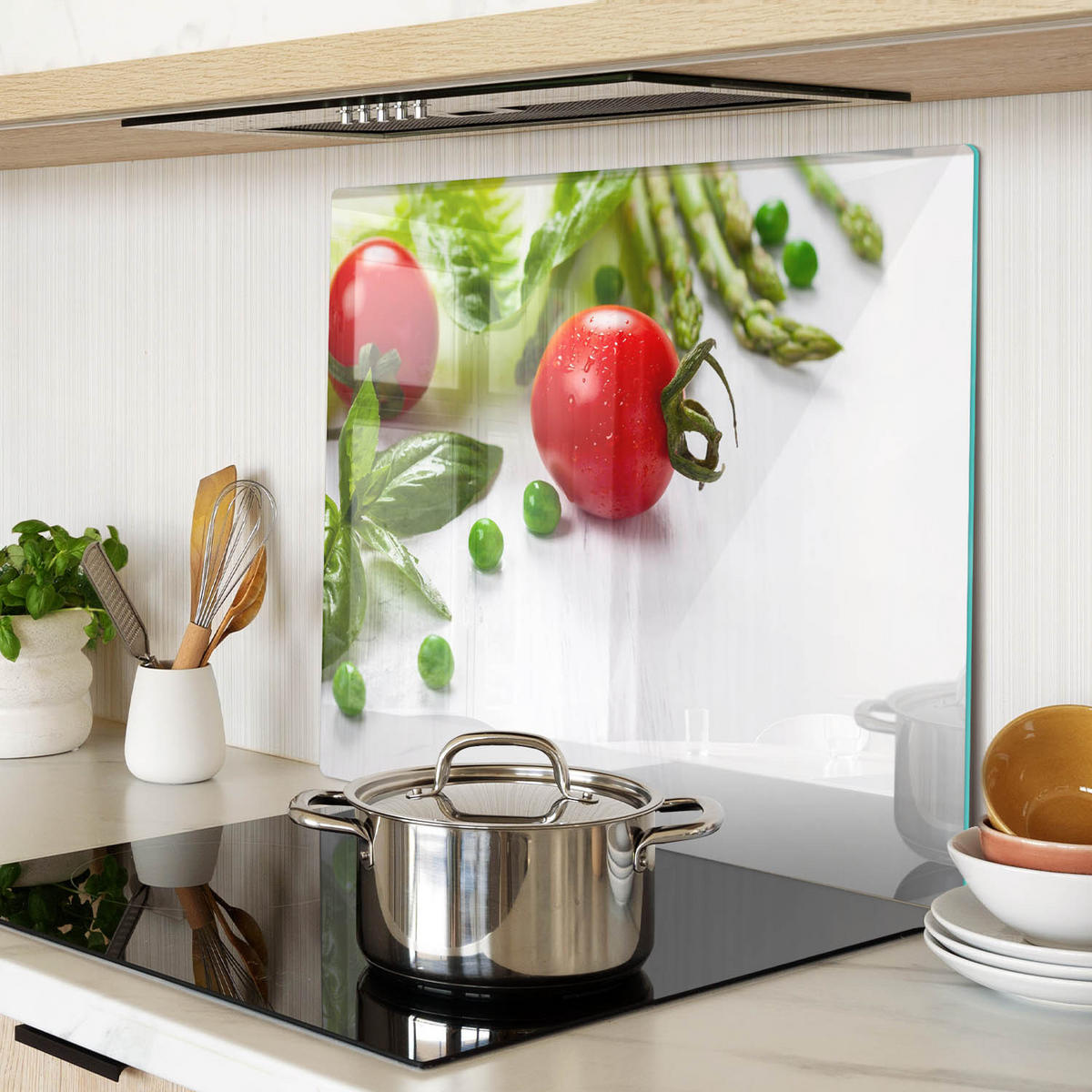 GLASPLATTE 60x52 cm Frisches Gemüse - Rot, Glas (60/0.4/52cm) - TULUP
