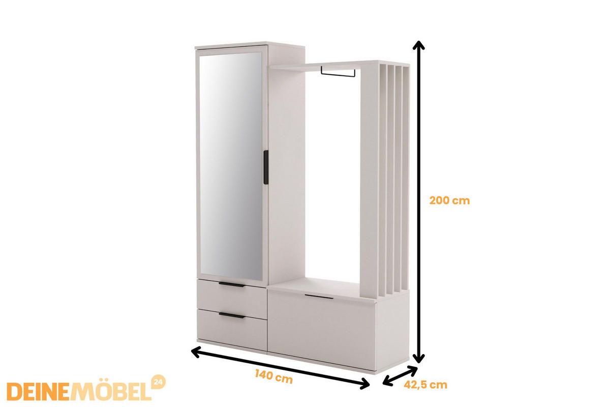 GARDEROBE GALLO 140/200 in Kaschmir - Kaschmir, Holzwerkstoff (140/200/43cm) - Deine Möbel 24
