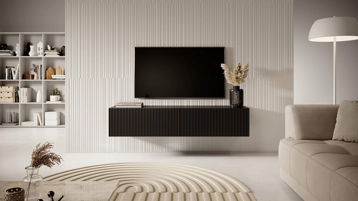 TV-HÄNGEBOARD Veldio Schwarz 140 cm - Schwarz, Holzwerkstoff (140/28.5/31.6cm) - Selsey