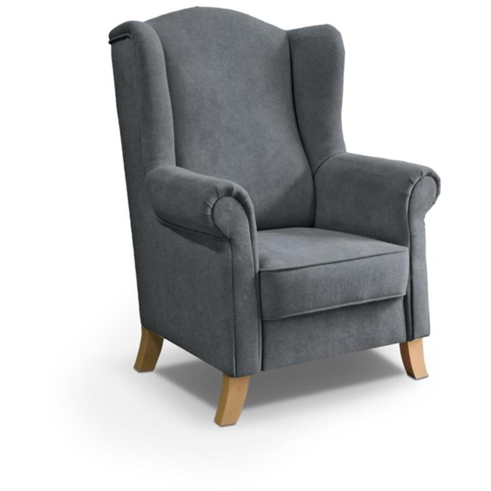OHRENSESSEL Leonardo grau - Buchefarben/Grau, Holz/Textil (88/118/86cm) - Beautysofa