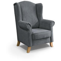 OHRENSESSEL Leonardo grau - Buchefarben/Grau, Holz/Textil (88/118/86cm) - Beautysofa