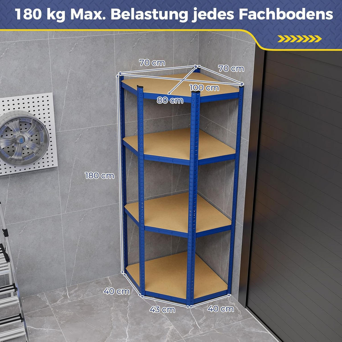 SCHWERLASTREGAL Blau - Blau, Holz (70/180/70cm) - COSTWAY