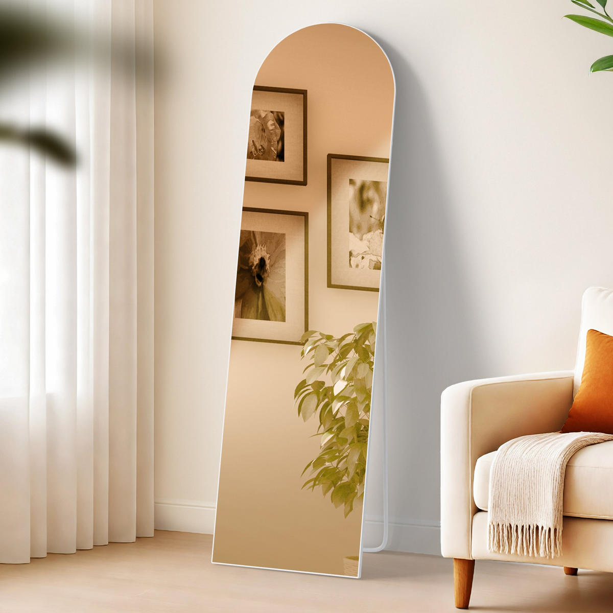 STANDSPIEGEL Malaga Glas Weiß matt Ganzkörperspiegel - Weiß, Glas (40/140/3cm) - DELUKE