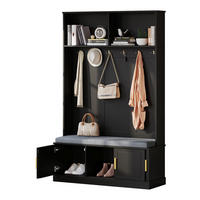 GARDEROBE mit Schuhbank 120 x 40 x 191 cm Schwarz - Schwarz, Holzwerkstoff (40/191/120cm) - Beauniv