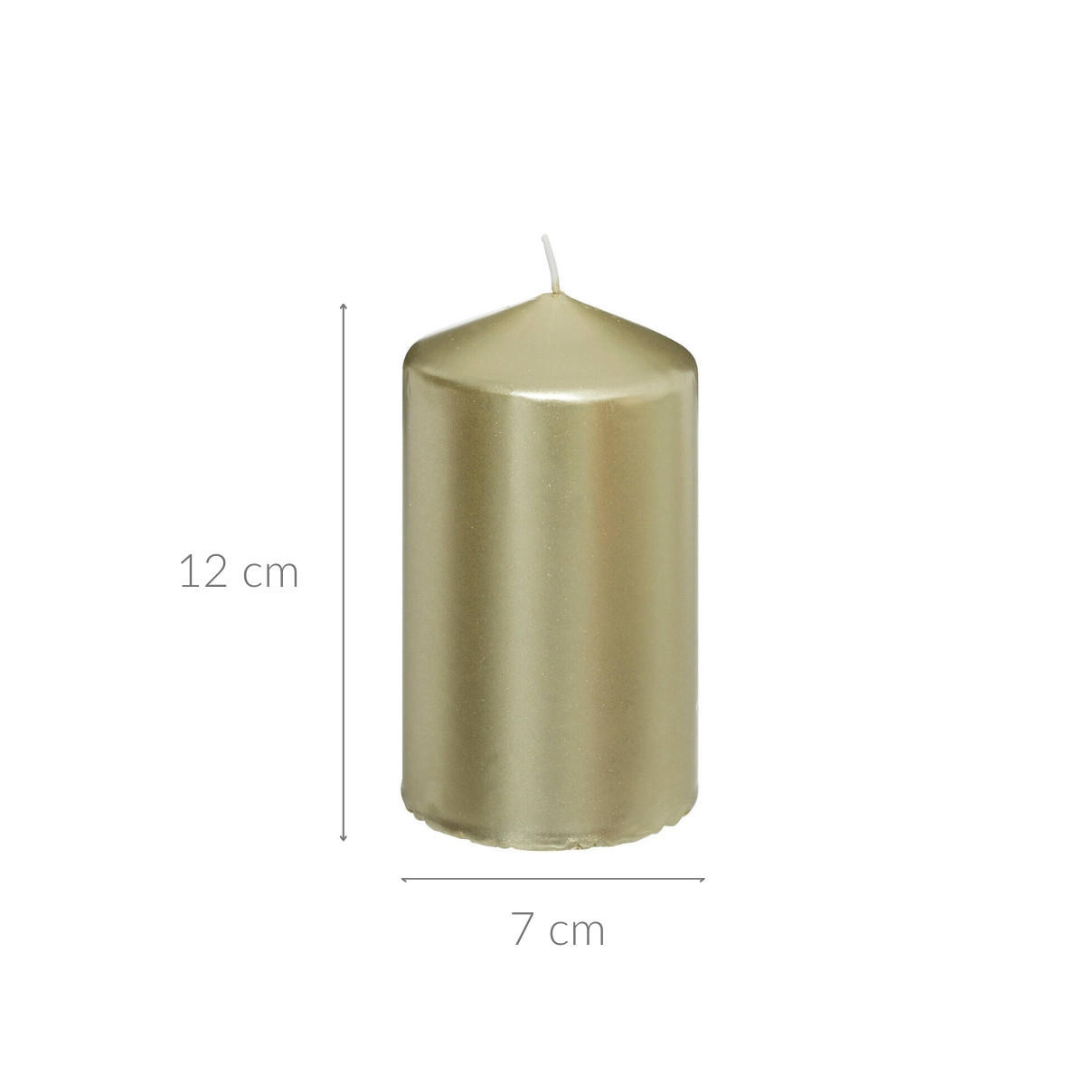 STUMPENKERZE glänzend 12 cm - Goldfarben, Paraffin (7/12/7cm) - Atmosphera Createur d´interieur