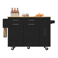 KÜCHENINSEL 110/46/90,5 cm Schwarz aus MDF und Metall mit klappbarer Tischplatte - Schwarz, Holzwerkstoff (74/90.5/110cm) - OKMYHOME