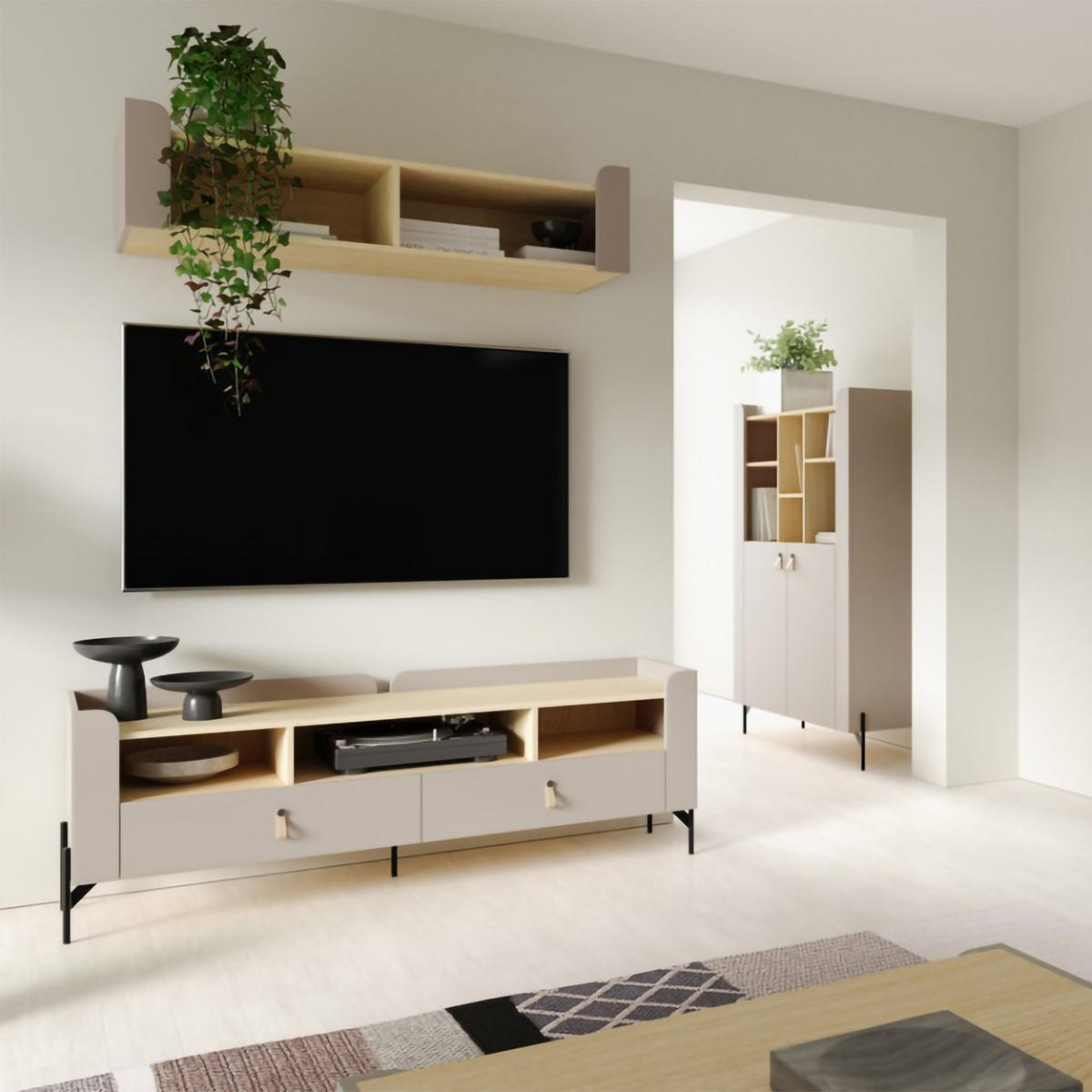 BÜCHERREGAL Sorella mit 4 offenen Regalböden, 55 cm, für Jugendzimmer, Porcini + Eiche Mavelie - Eichefarben/Cappuccino, Holzwerkstoff (55/201/42cm) - Beautysofa