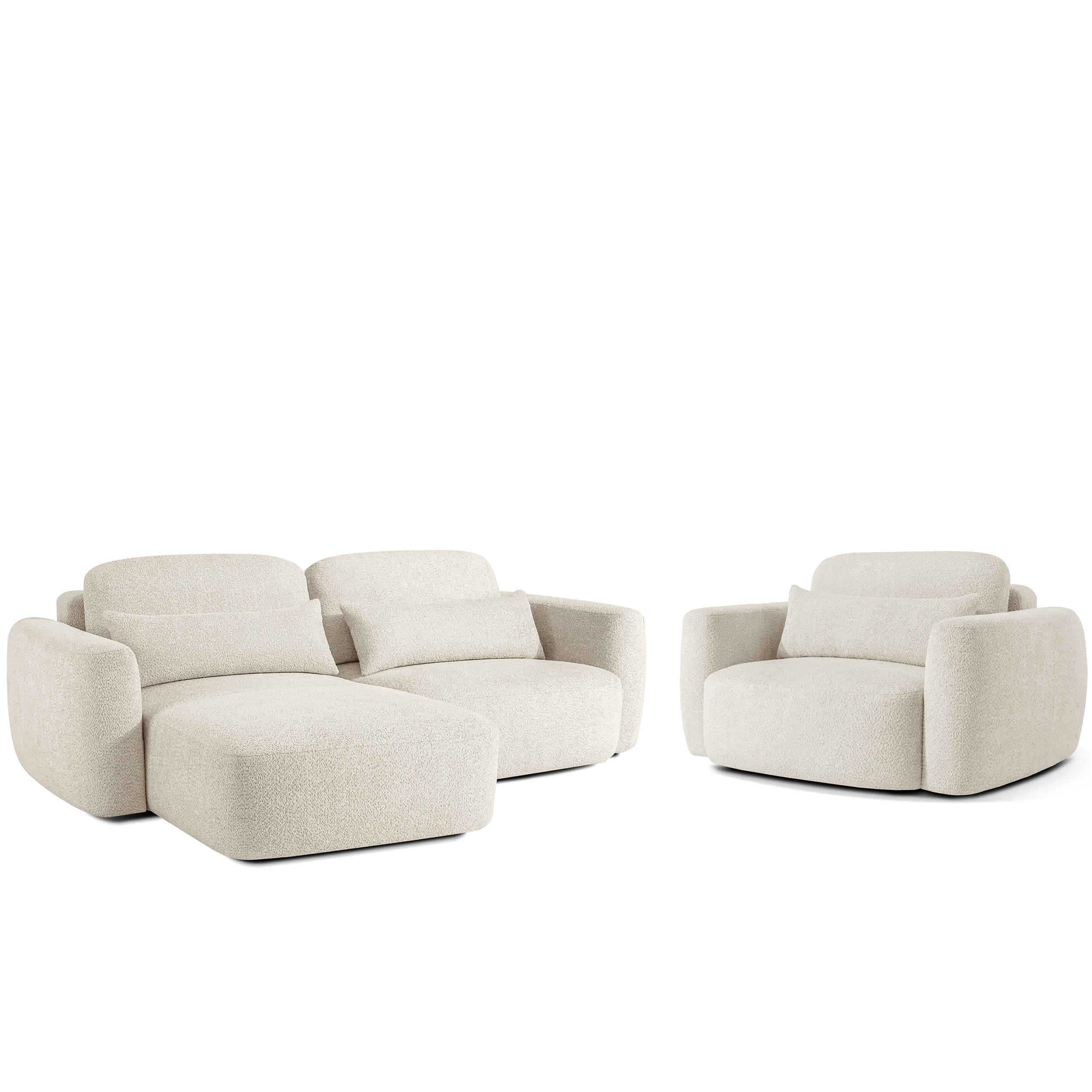 SITZGARNITUR ELOSA - Weiß, Holz/Textil (245/85/165cm) - KONSIMO®