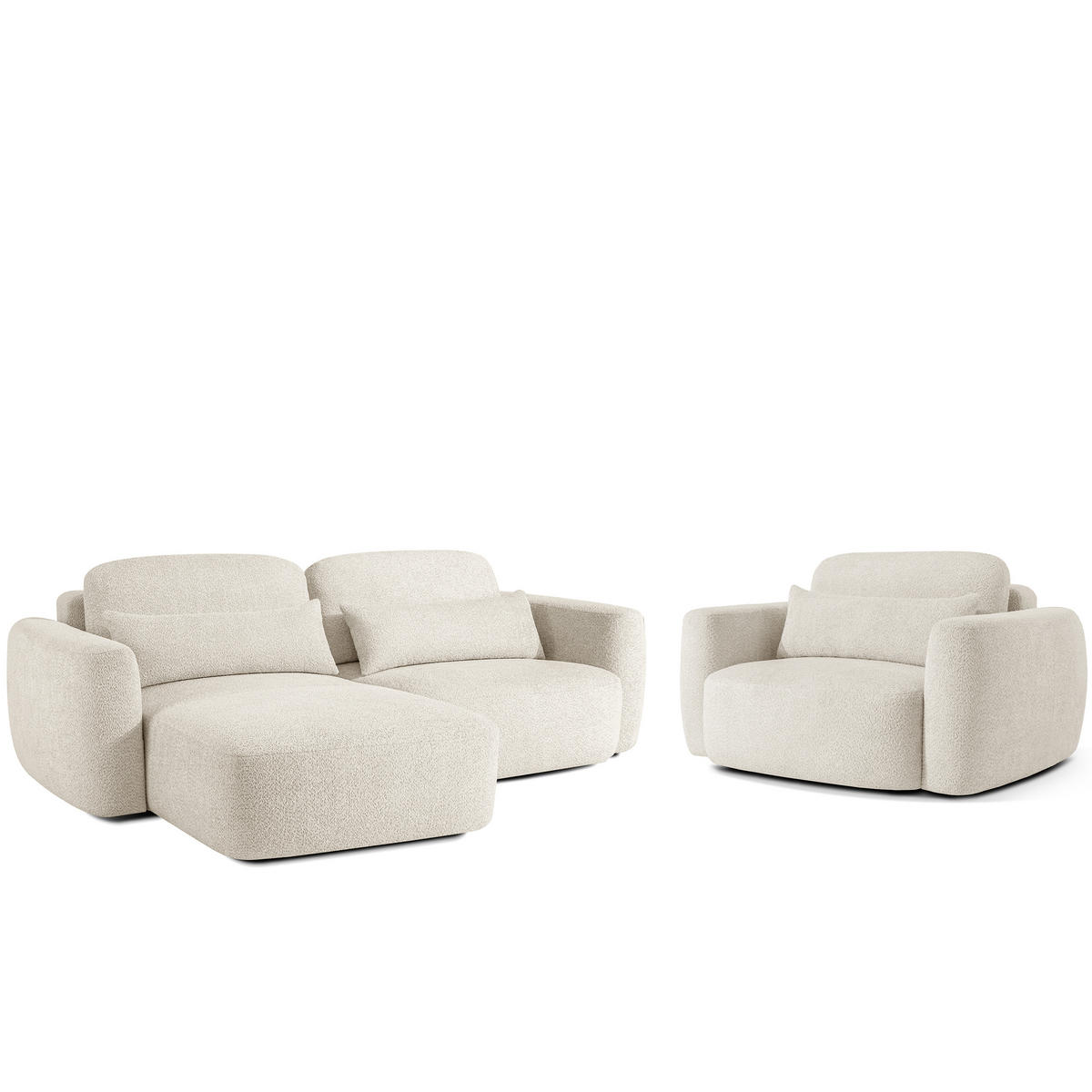 SITZGARNITUR ELOSA - Weiß, Holz/Textil (245/85/165cm) - KONSIMO®