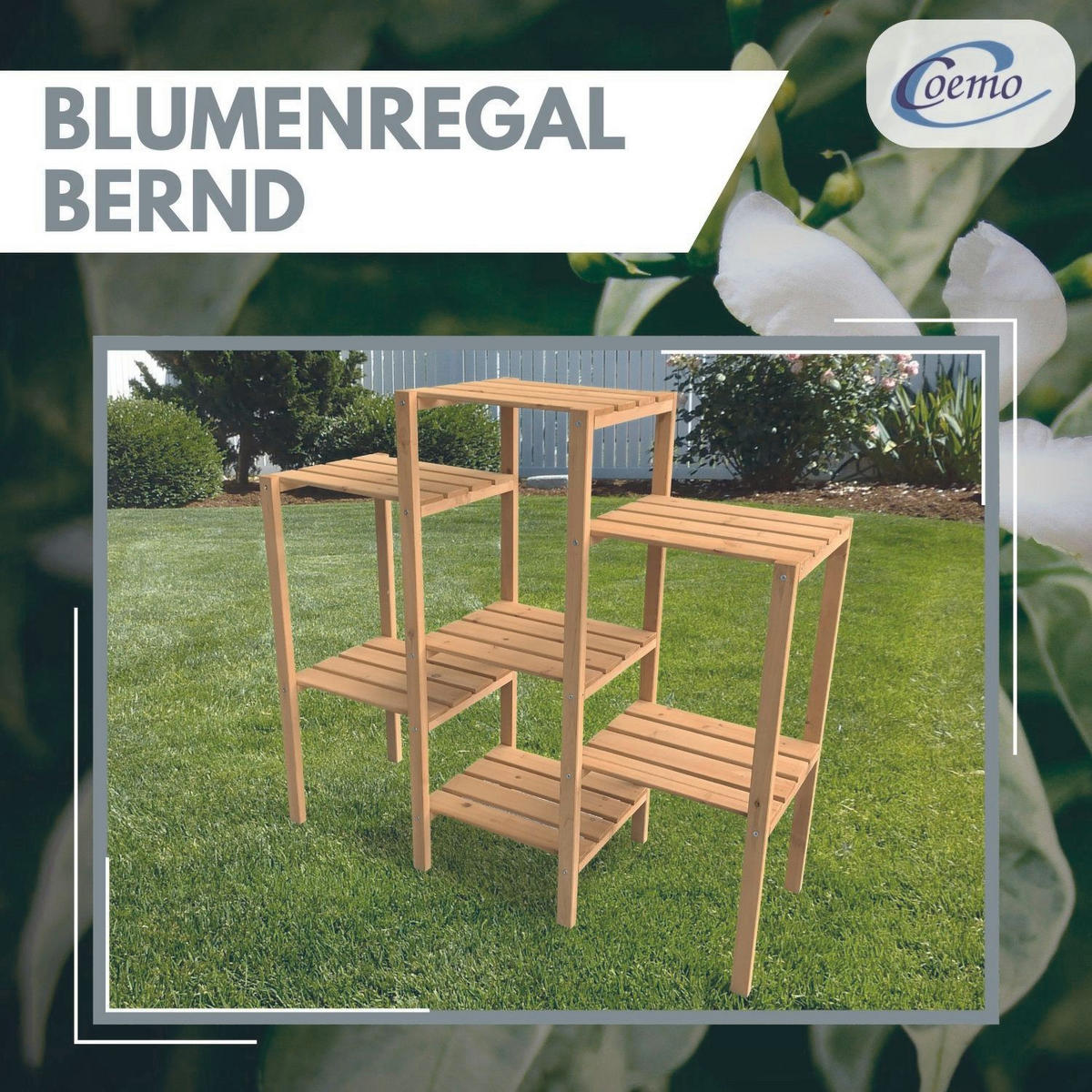 BLUMENREGAL BERND 96/31/87 cm - Naturfarben, Holz (96/31/87cm) - Coemo